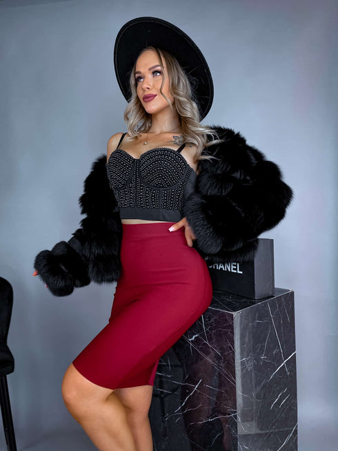 Klasikinis bondage sijonas - BORDO